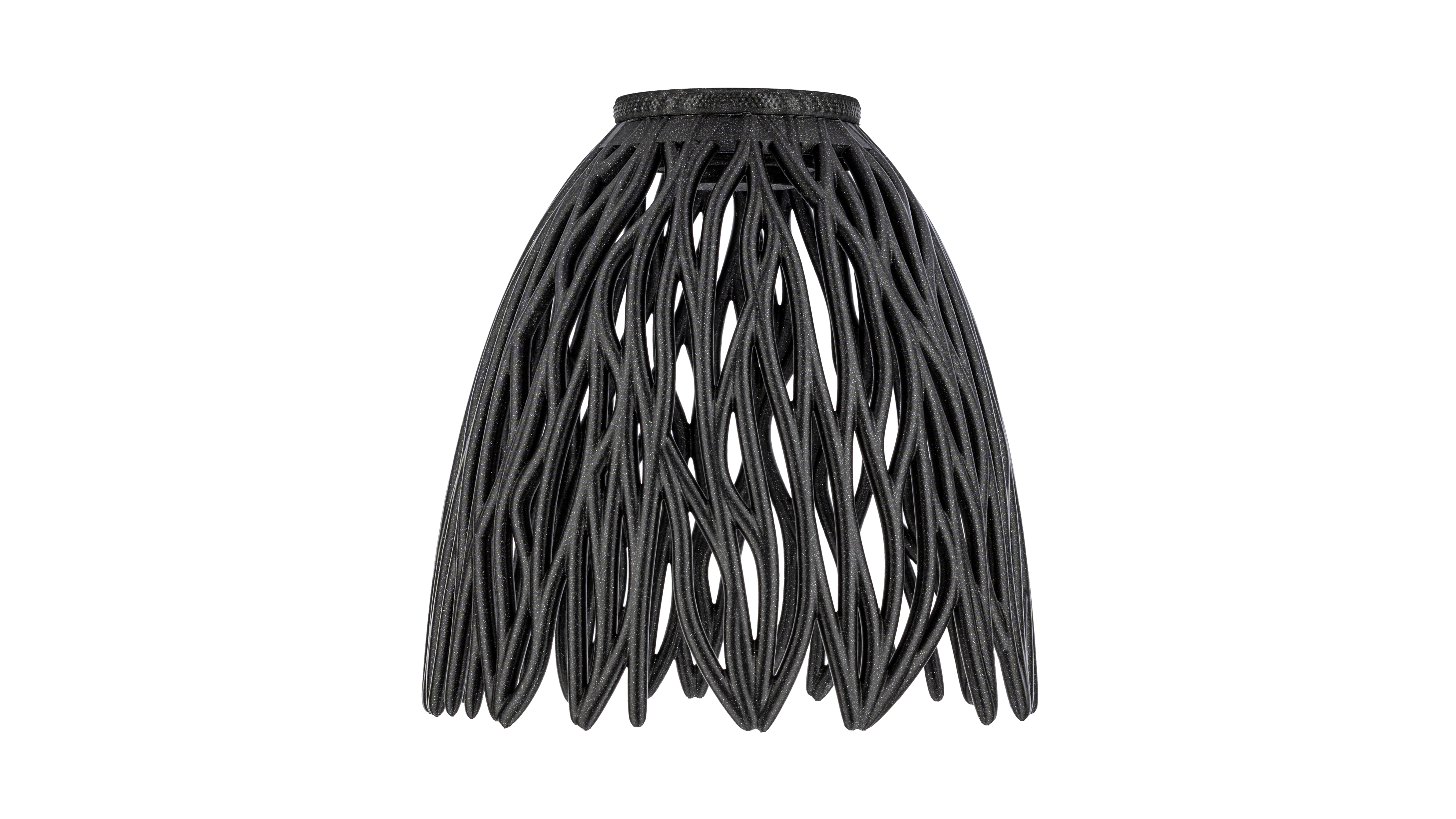 Empyreal Bloom: Pendant lampshade with organic growth design. Mesmerizing shadow play for subtle elegance and ambiance - variant Original (Black with a hint of sparkle), an original product by Cosmic Jubilee.
