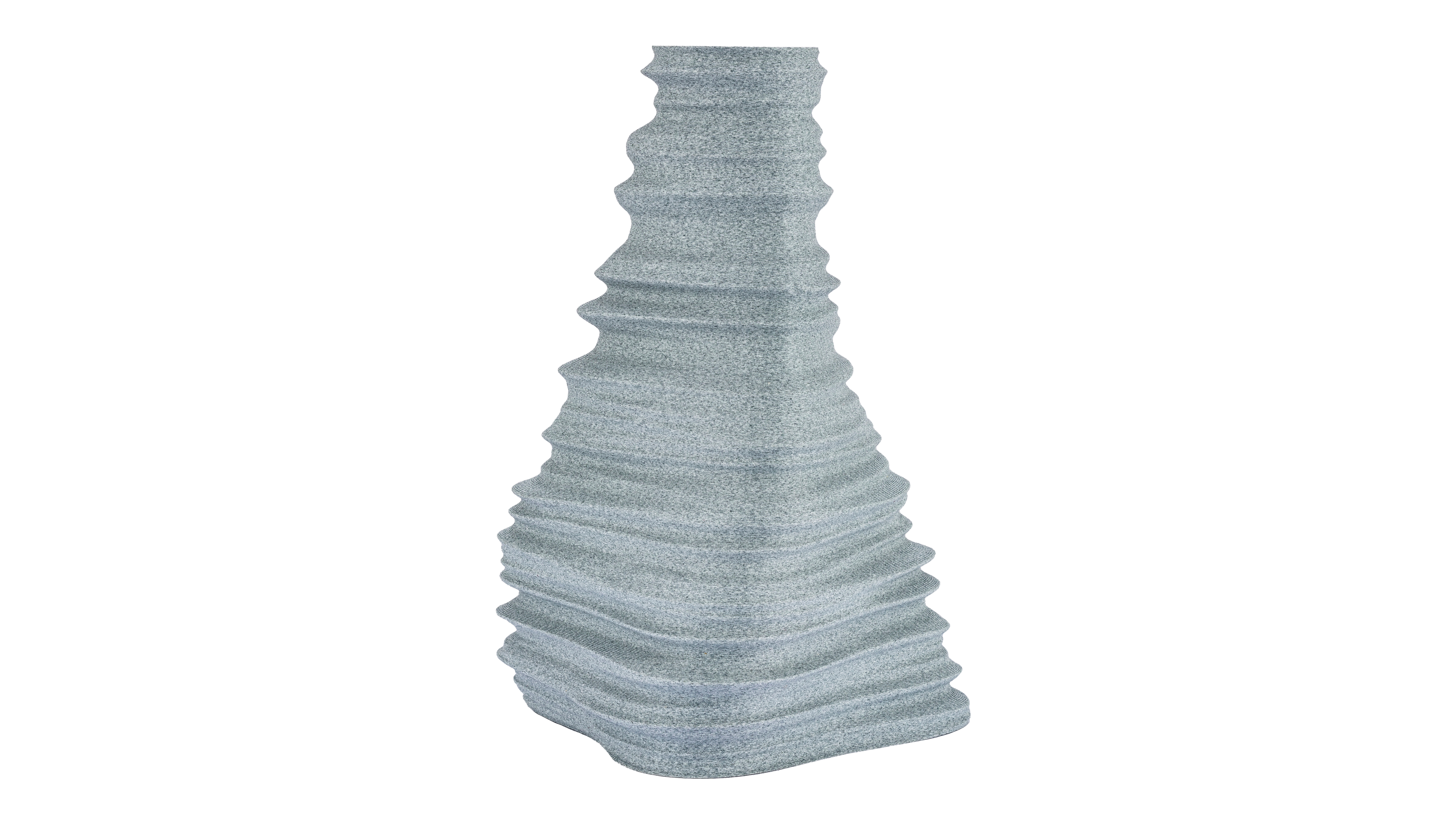 Igneous Brim: Decorative (non-water) vase inspired by geological wonders. Textured design cradling dry flowers or standing alone as a decorative element - variant Granite Gray (Stony gray color and rough texture), an original product by Cosmic Jubilee.