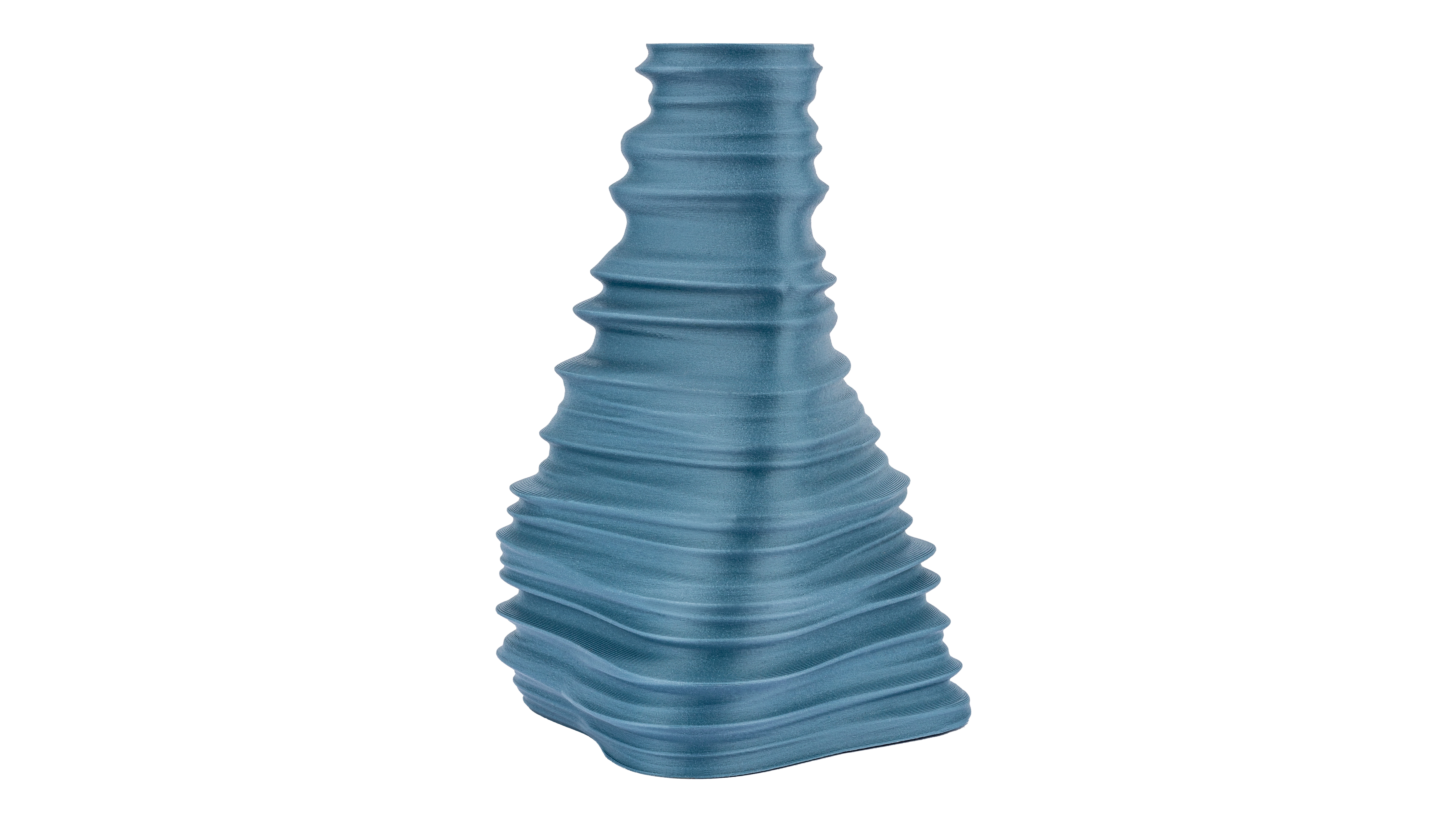 Igneous Brim: Decorative (non-water) vase inspired by geological wonders. Textured design cradling dry flowers or standing alone as a decorative element - variant Lake Blue (Crystaline lake water blue), an original product by Cosmic Jubilee.