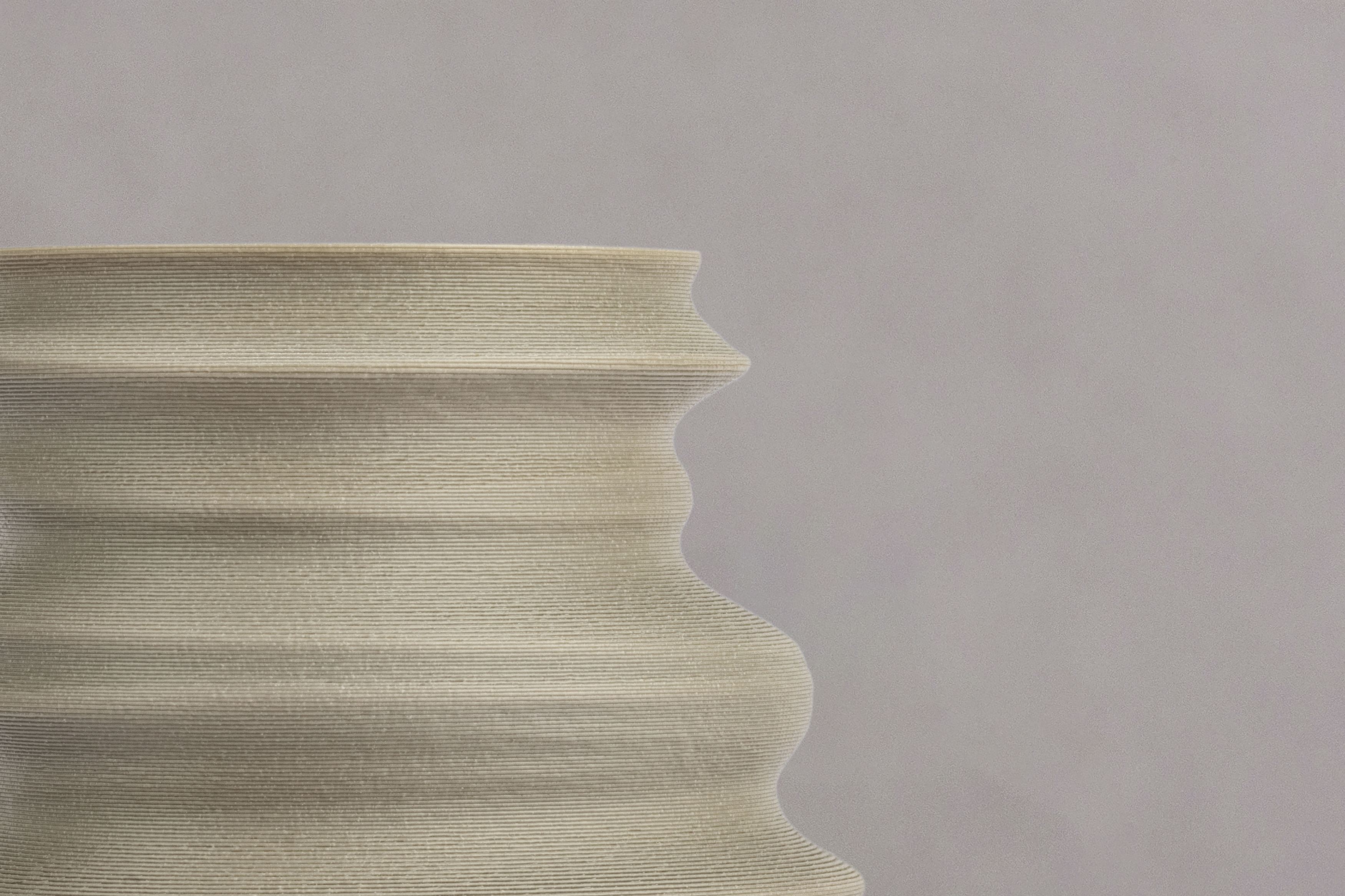 Decorative suggestion for Igneous Brim: Decorative (non-water) vase inspired by geological wonders. Textured design cradling dry flowers or standing alone as a decorative element - variant Original (Elegant stone color), an original product by Cosmic Jubilee (2 of 2) - presented as close-up details of fine textures.