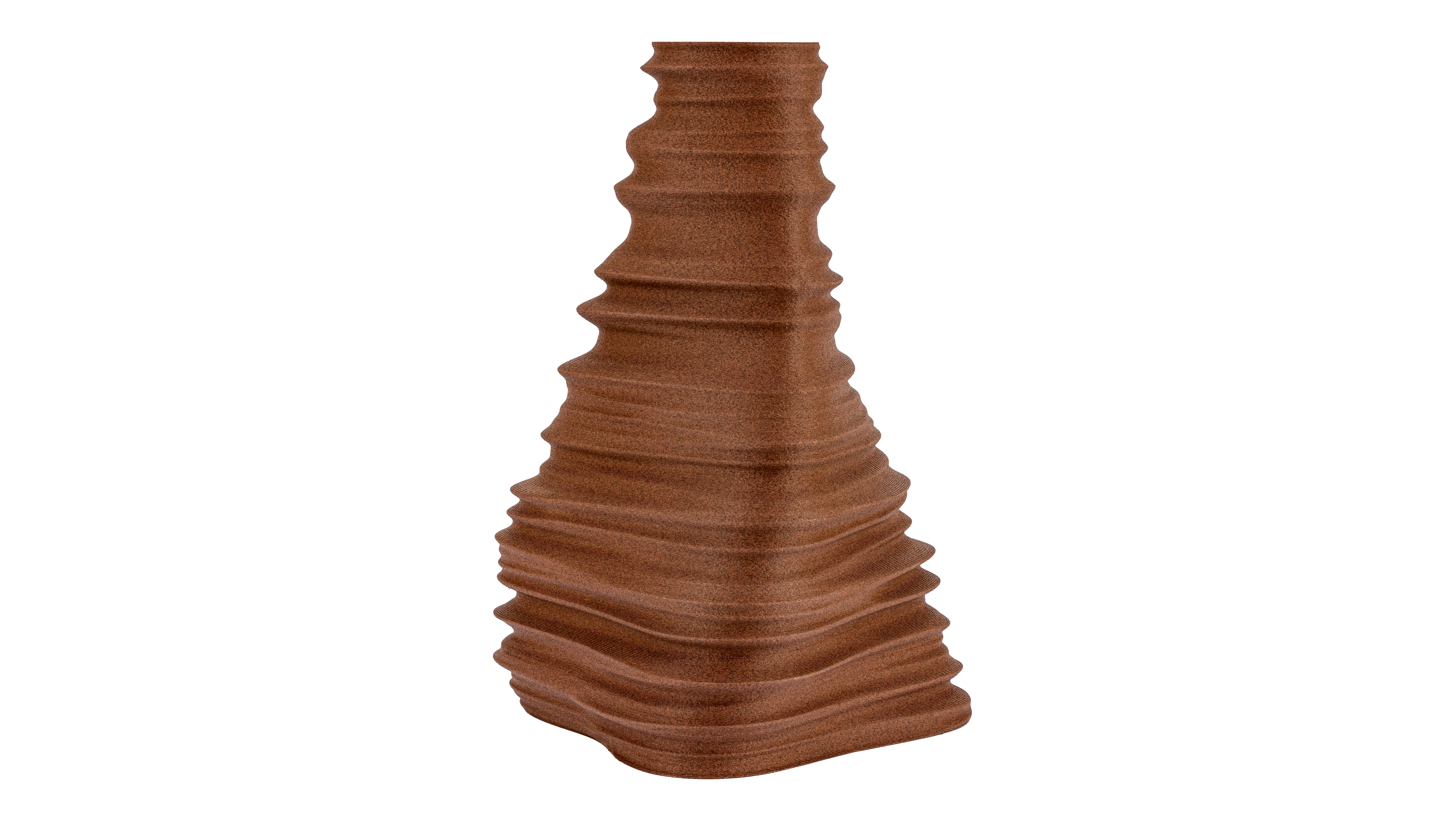 Igneous Brim: Decorative (non-water) vase inspired by geological wonders. Textured design cradling dry flowers or standing alone as a decorative element - variant Stone Red (Stony red color and rough texture), an original product by Cosmic Jubilee.