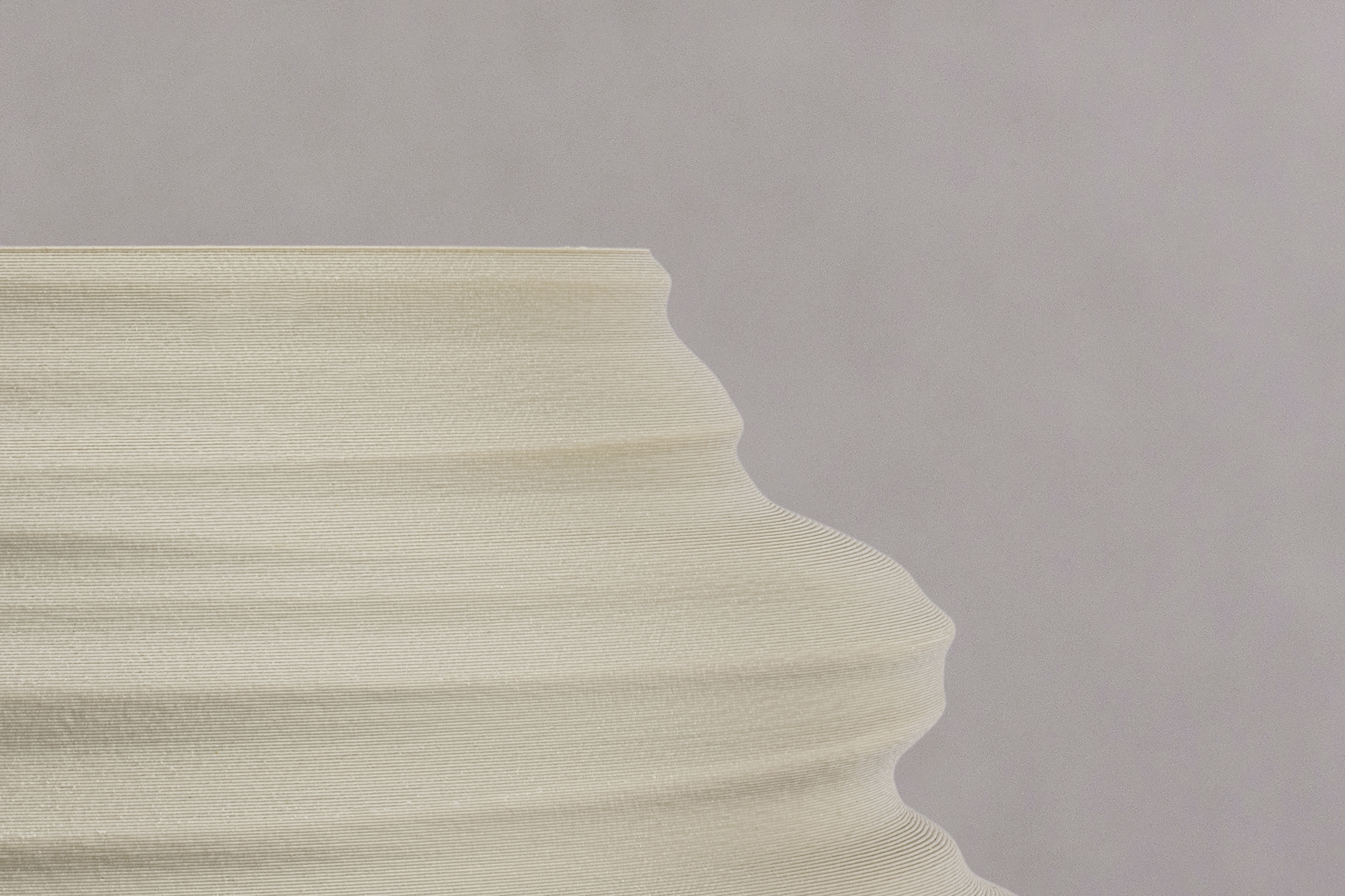 Decorative suggestion for Magma Shroud: Pendant lampshade mirroring tumultuous magma flow. Adds an elemental touch to modern decor - variant Original (Creme and beige diffuse light), an original product by Cosmic Jubilee (6 of 6) - presented as close-up details of fine textures.