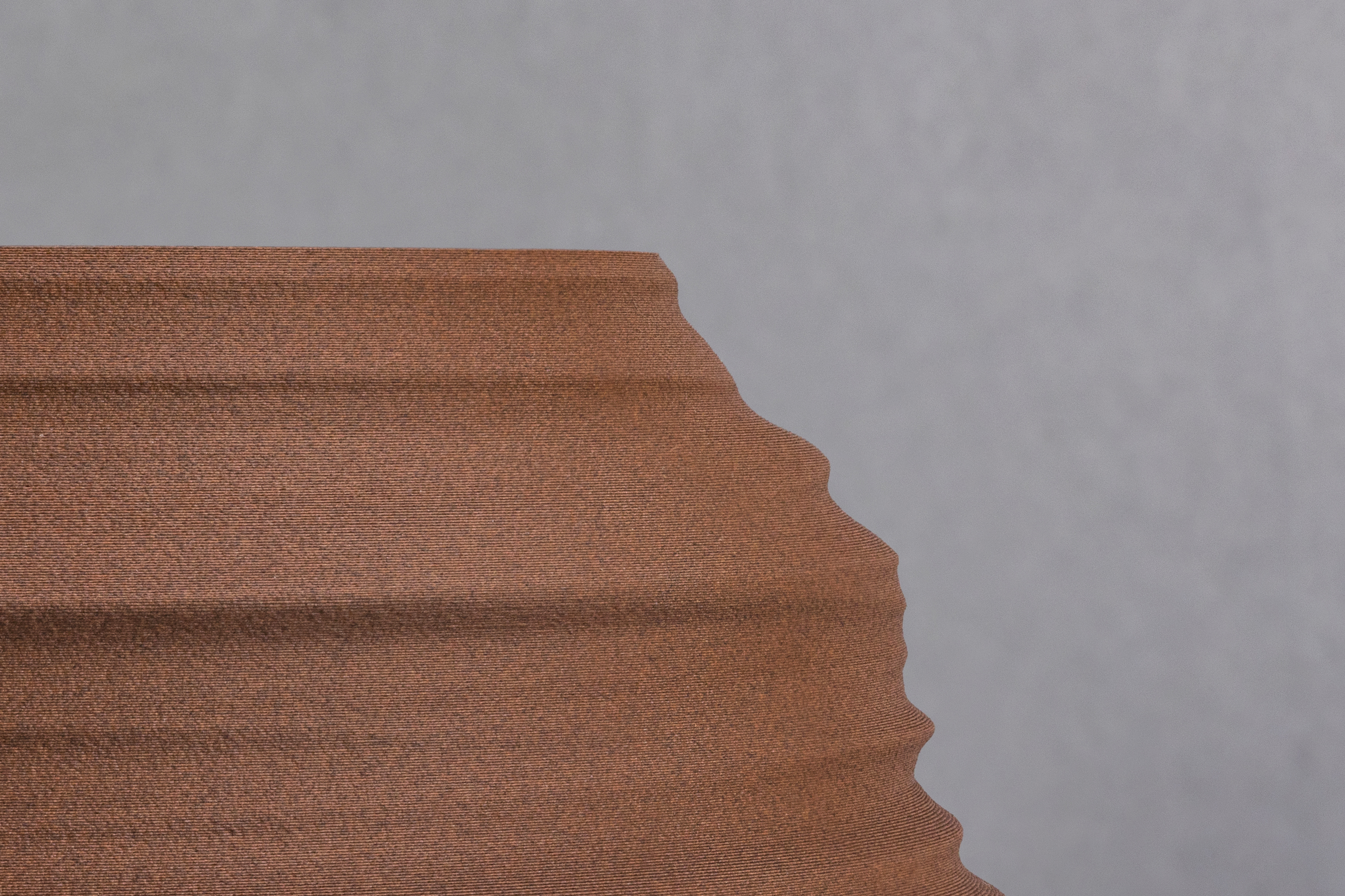 Decorative suggestion for Magma Shroud: Pendant lampshade mirroring tumultuous magma flow. Adds an elemental touch to modern decor - variant Stone Red (Grainy textured stone red spotlight), an original product by Cosmic Jubilee (6 of 6) - presented as close-up details of fine textures.