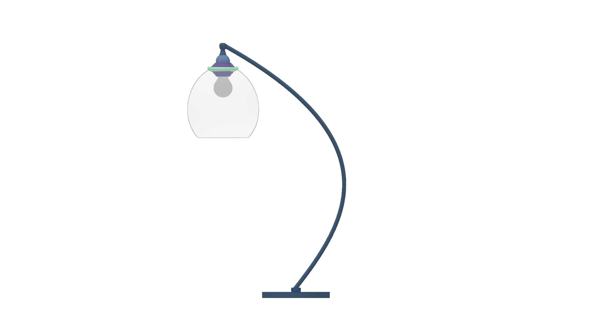 Floor lamp with a curved pole, typically with a single light source at the end.