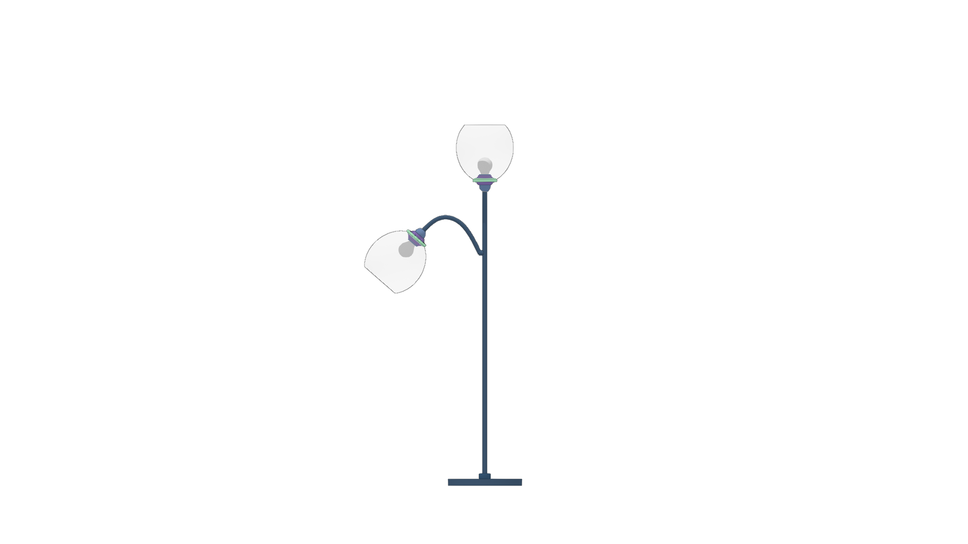 Floor lamp with a multiple lights, for both desk and room illumination.