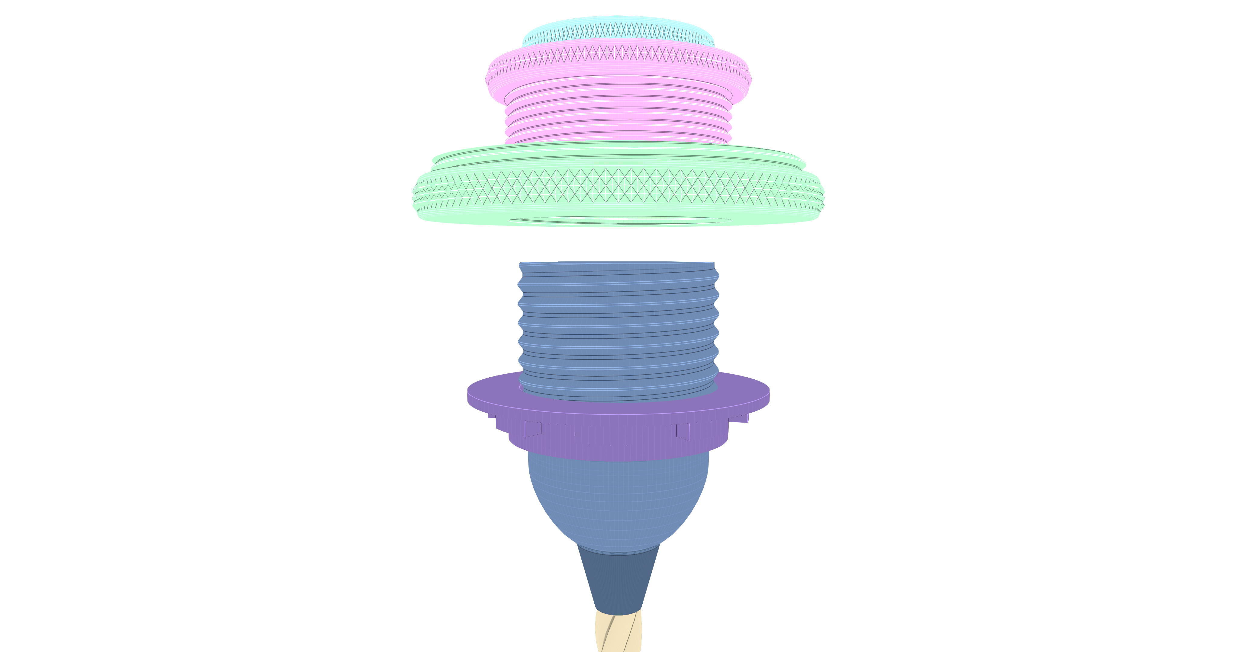 Unscrew and remove both the top, closed cap, along with the middle ring, of the Universal Adapter Ring.